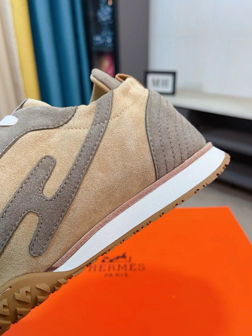Men's shoes 💰480🌸🌸[HERMES] Hermès sneakers, the upper is made of calfskin and suede, imported materials, full of texture, the lightweight sole is decorated with contrasting patterns, creating a versatile fashion style. Size: 38-44, 45 customized